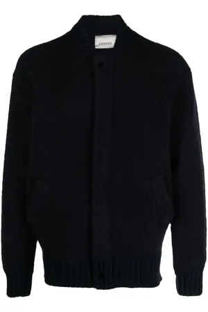 LANEUS Band-collar knitted bomber cardigan