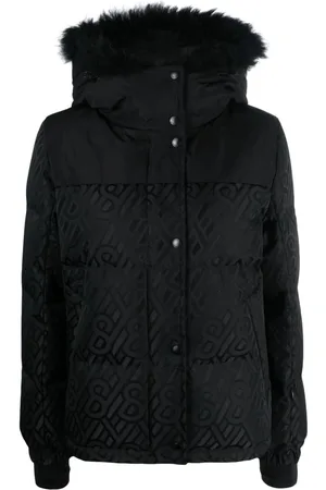 YVES SALOMON Monogram-pattern hooded down jacket