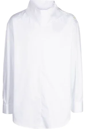 SYSTEM Oversized-pointed collar cotton shirt