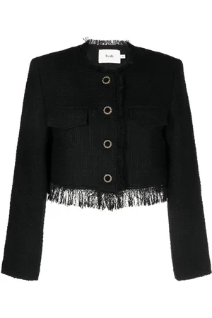 B+AB Cropped frayed tweed jacket
