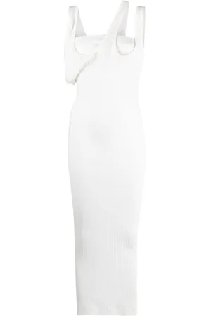The Attico Asymmetric-neckline ribbed dress