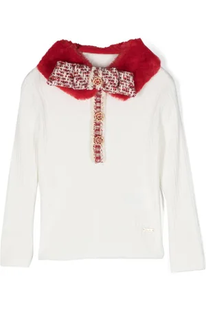 PATACHOU Tweed-detail contrasting-collar jumper