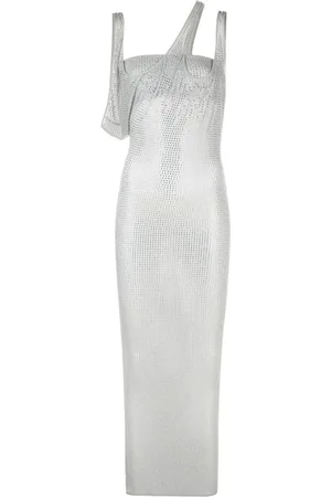 The Attico Crystal-embellished semi-sheer dress