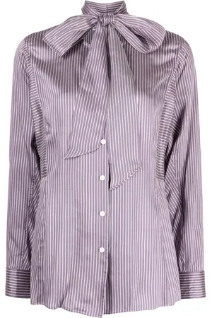 Tory Burch Pussy bow-collar striped shirt