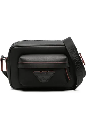Buy Emporio Armani Black Messenger Bag with Nylon Finish