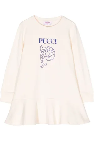 PUCCI Junior Logo-print peplum cotton dress