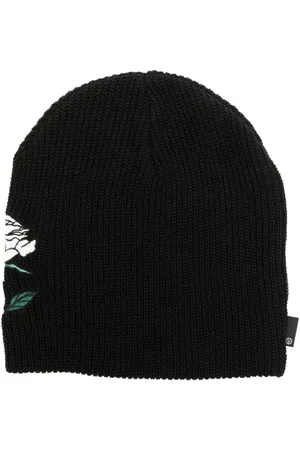 UNDERCOVER Rose-embroidered ribbed-knit beanie