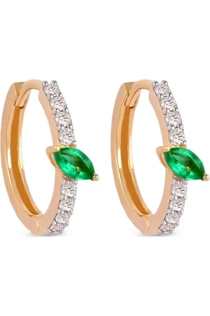 House of Meraki 18kt yellow Veronica emerald and diamond huggie earrings