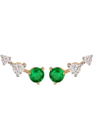 House of Meraki 18kt yellow Elizabeth emerald and diamond creeper earrings
