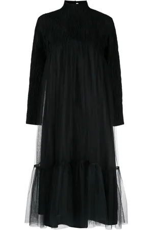 NOIR KEI NINOMIYA High-neck tulle-overlay midi dress