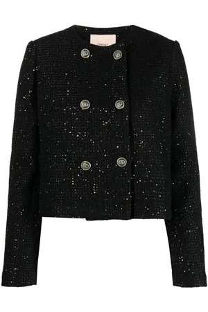 Twin-Set Double-breasted paillette cropped jacket