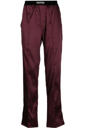 Tom Ford Logo-waistband satin-finish trousers