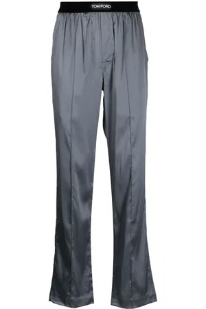 Tom Ford Logo-waistband satin-finish trousers