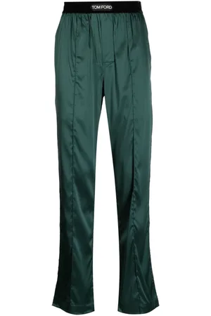 Tom Ford Logo-waistband satin-finish trousers