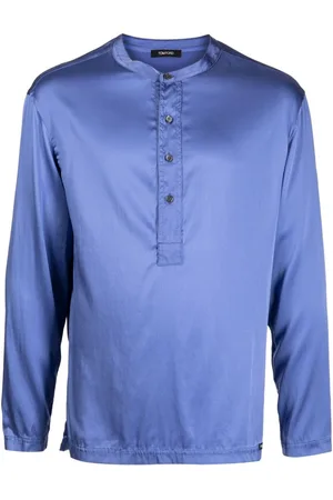 Tom Ford Collarless satin-finish pajama shirt