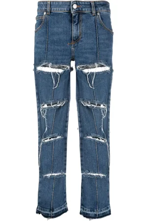 Alexander McQueen Distressed cropped jeans