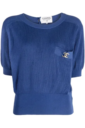 CHANEL 1990-2000s CC rib-knit top