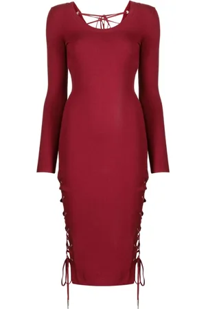 FLEUR DU MAL Lace-up knit midi dress