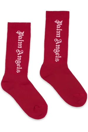 Palm Angels Logo-intarsia ribbed socks