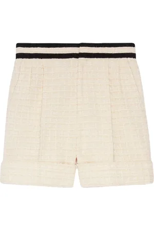 Gucci Black Leather Trim Monogram Shorts - Farfetch