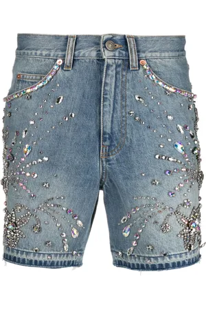 Gucci Crystal-embellished denim shorts