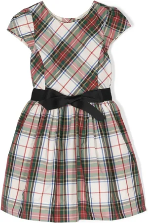 Ralph Lauren Bow-detailed checked dress