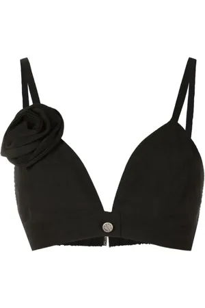 AMIR SLAMA Floral-appliqué crop top