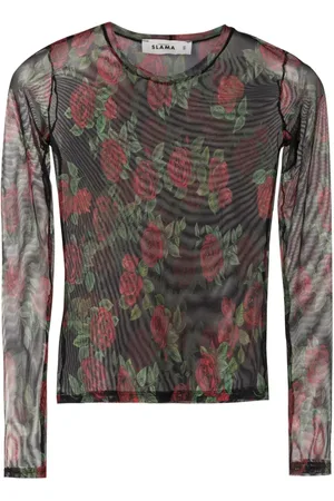 AMIR SLAMA Sheer floral-pattern T-shirt