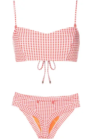 AMIR SLAMA X Cesca Civita check-print bikini