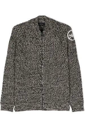 Emporio Armani Logo-patch marl-knit cardigan