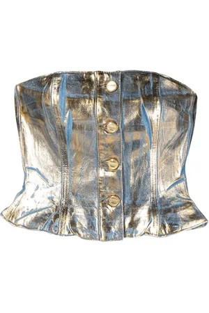 Ganni Foil organic cotton strapless top