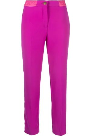 VERSACE Logo-waistband slim trousers