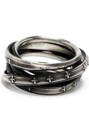 WERKSTATT:MÜNCHEN Wound Unite embossed-cross layered ring