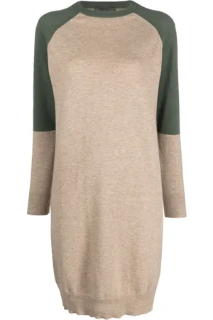 LORENA ANTONIAZZI Colour-block cashmere knitted dress