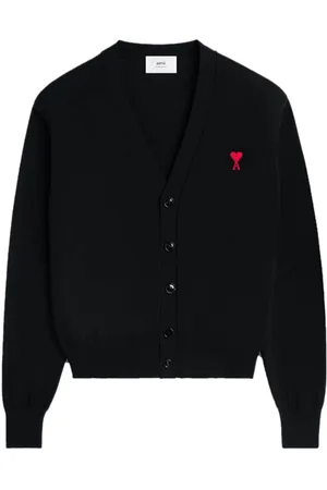 Ami Logo-embroidered wool cardigan