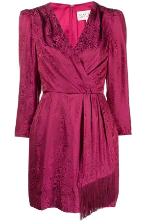 SALONI Abstract-pattern silk minidress