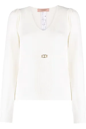 Twin-Set Logo-buckle belted jumper