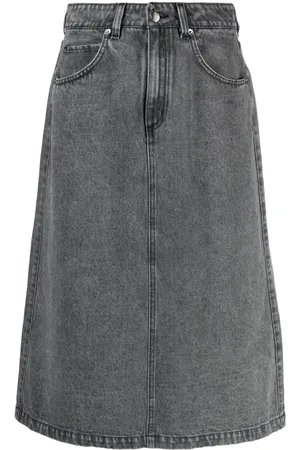 SOCIÉTÉ ANONYME Number-embroidered denim midi skirt