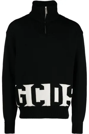 GCDS Intarsia-knit half-zip jumper