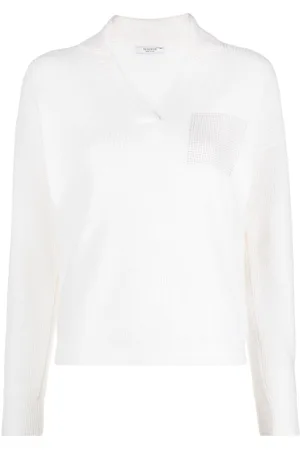 PESERICO SIGN Rhinestone-detail ribbed-knit jumper