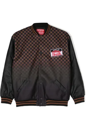 Sprayground Logo-patch checked bomber jacket