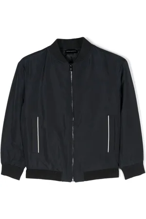 Emporio Armani Logo-waistband baseball-collar jacket