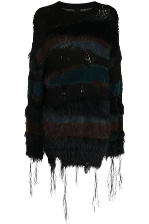 JUUN.J Faux-fur detailing open-knit jumper