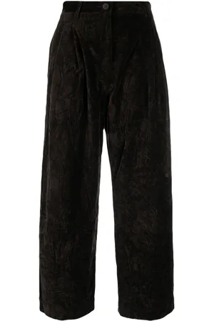 ZIGGY CHEN Pleated wide-leg cotton trousers
