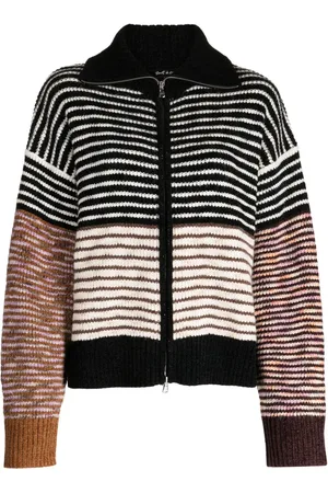 tout a coup Stripe-pattern intarsia-knit cardigan