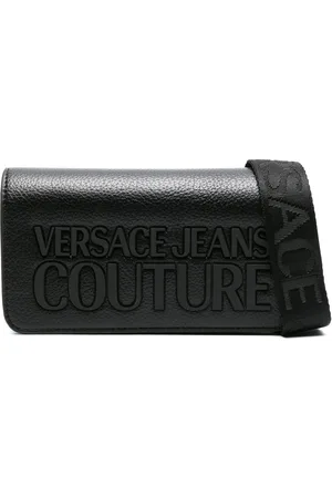 VERSACE Logo-embellished pebbled clutch bag