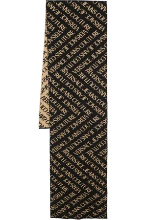 VERSACE Logo intarsia-knit wool-blend scarf