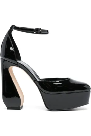 150mm Sky High Platform Pumps Black Patent