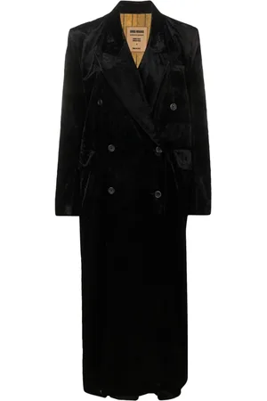 UMA WANG Velvet-effect double-breasted coat