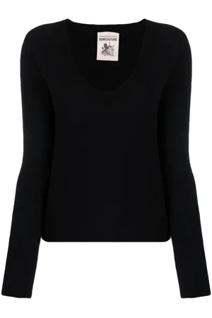 SEMICOUTURE Brushed U-neck knitted top